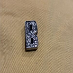 Silver Rhinestone Letter B charm
